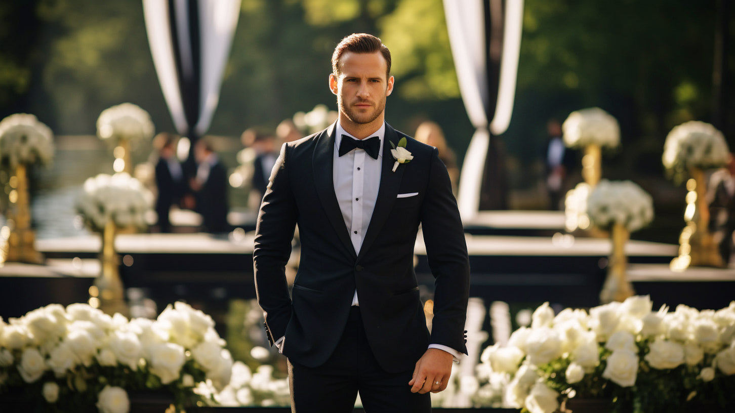 Man in a custom tailored wedding suit highligting the benefits of fit, quality and personalisation