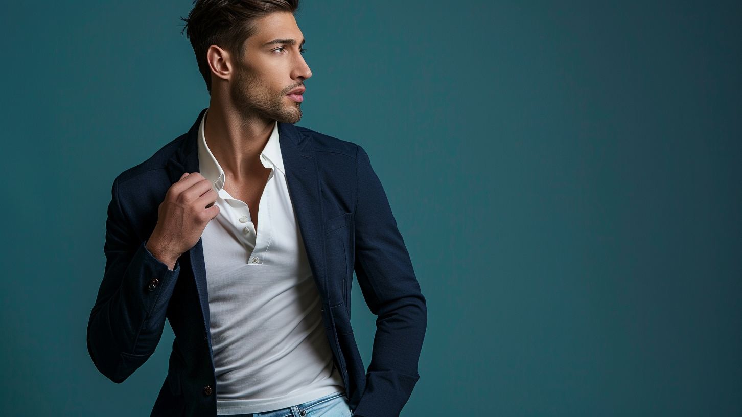 Bespoke sports jacket paired with a polo shirt