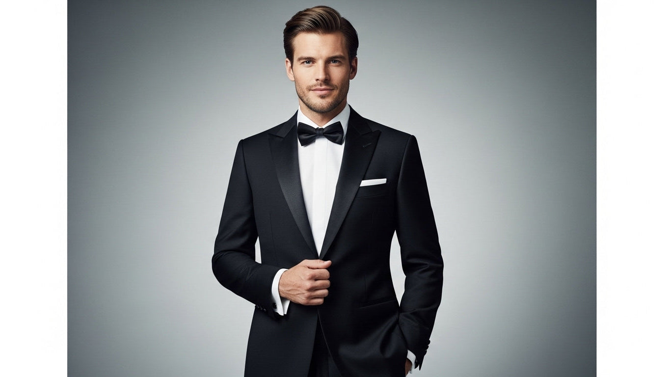 How to wear black tie tuxedo properly with peak lapels white dress shirt bow tie formal menswear guide for black tie dress code events and formal occasions