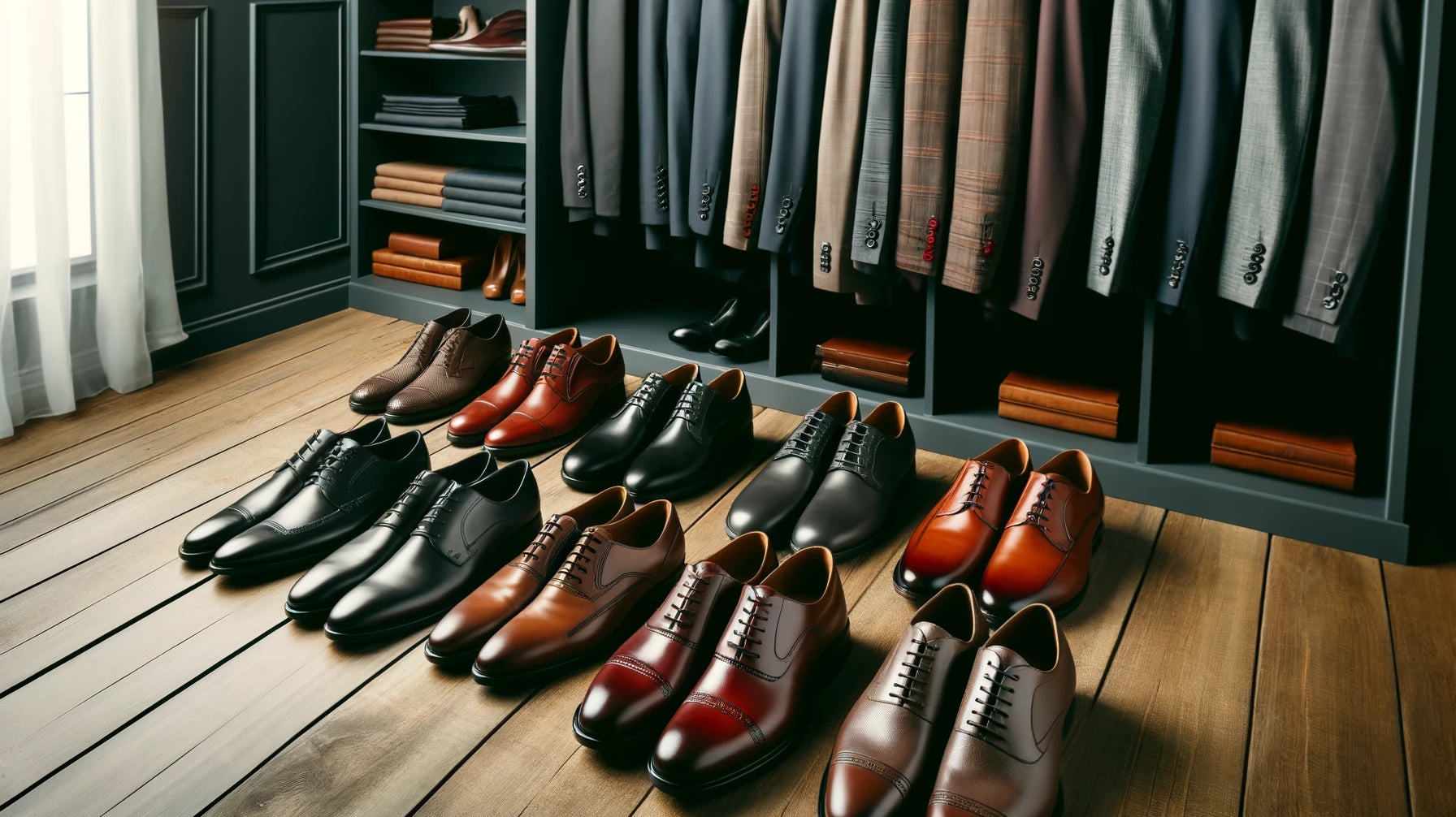 Charcoal suit with dark brown dress shoes