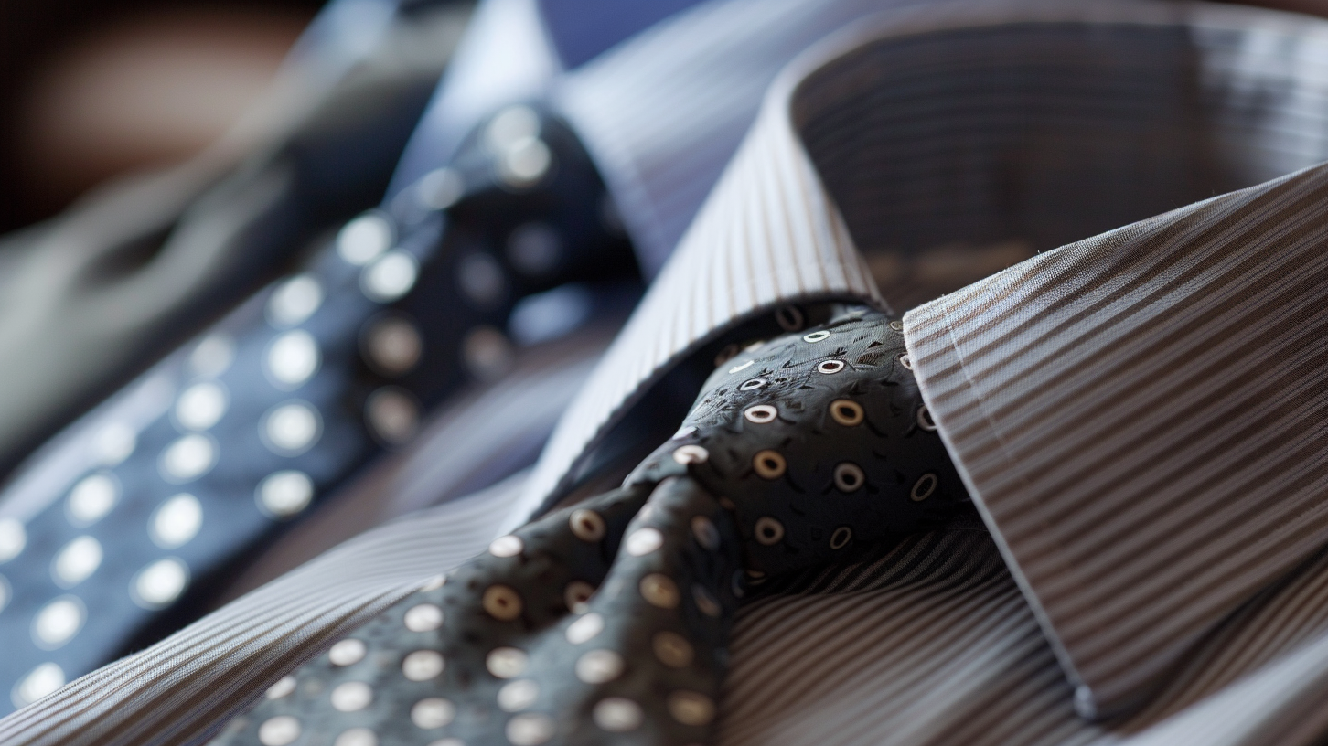Example of a monochromatic colour scheme with a light blue shirt and navy tie