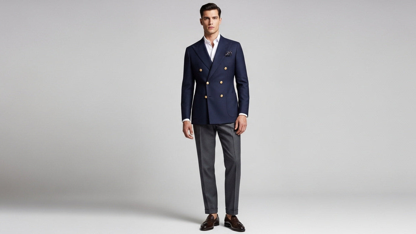 Navy blazer outfits for seven different occasions from casual to formal