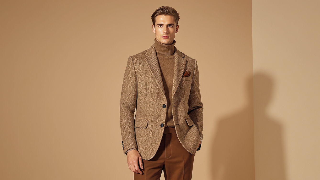 Tweed season styles 2025 mens autumn fashion featuring light brown tweed jacket navy chinos cream shirt earthy tones fashion menswear autumn styling guide