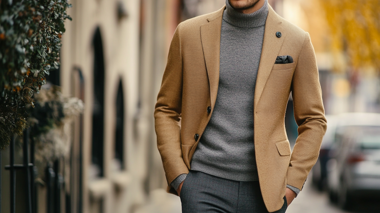 Camel and Grey Men's Clothing Guide: Color Combinations and Outfits