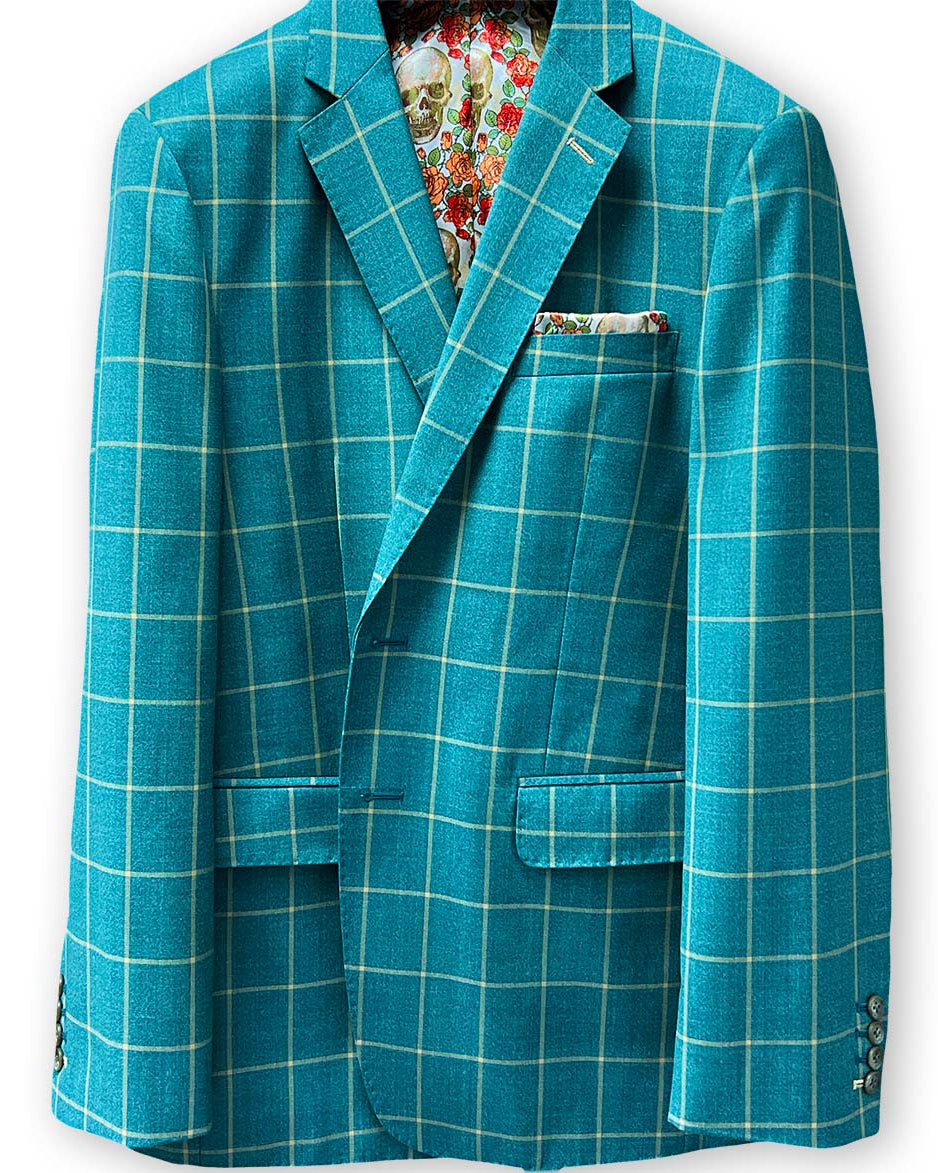Custom Carribean Green Windowpane Sportcoat for men