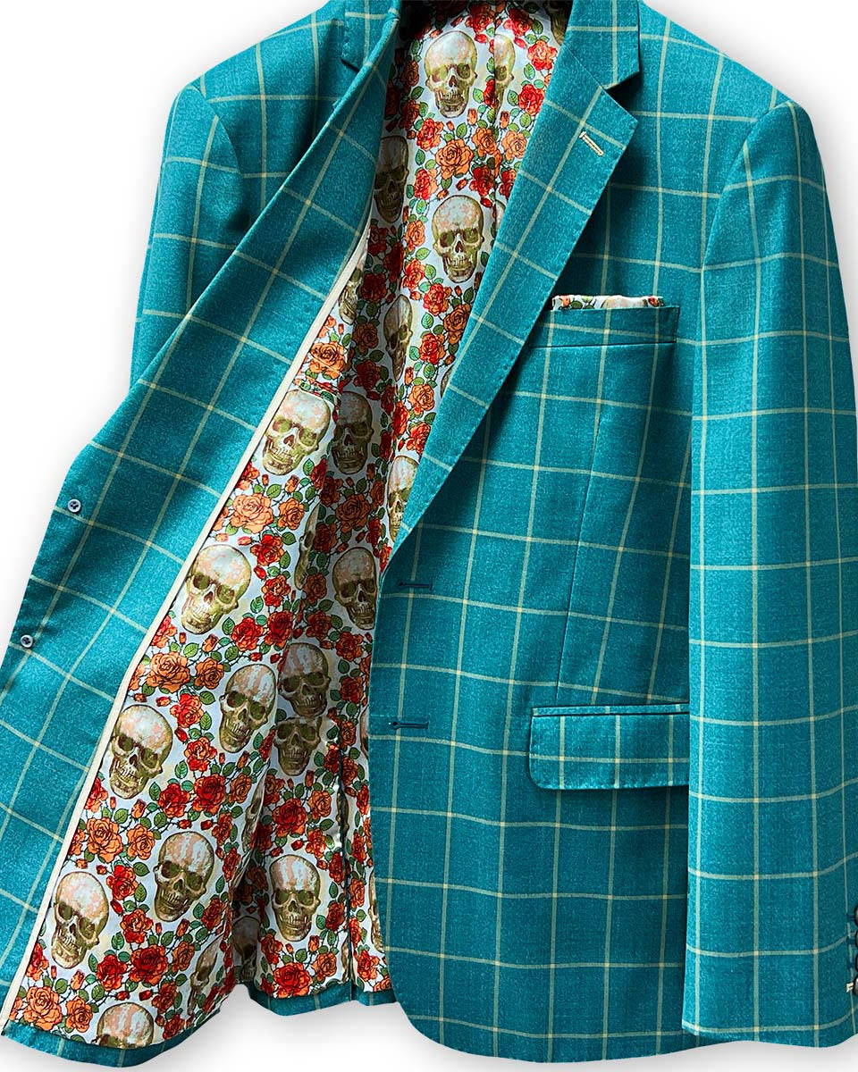 Wedding-appropriate Carribean Green Windowpane Sportcoat