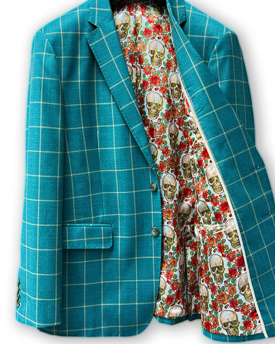 Tailored Carribean Green Windowpane suit jacket