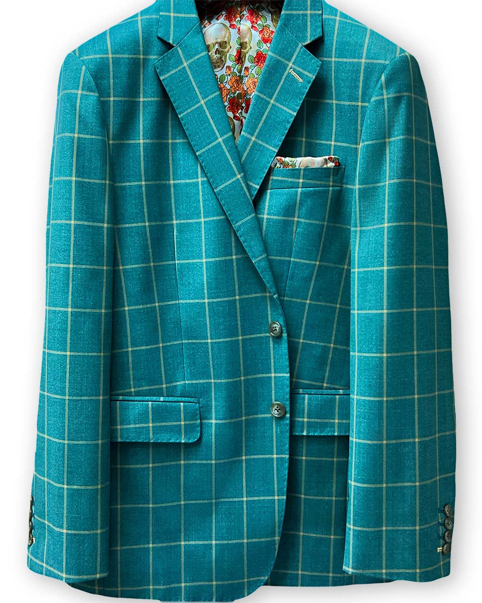 Suits jackets: Carribean Green Windowpane Sportcoat