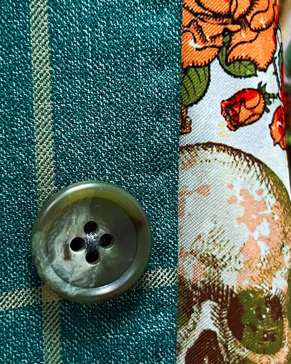 Close-up view of Carribean Green Windowpane Sportcoat for men