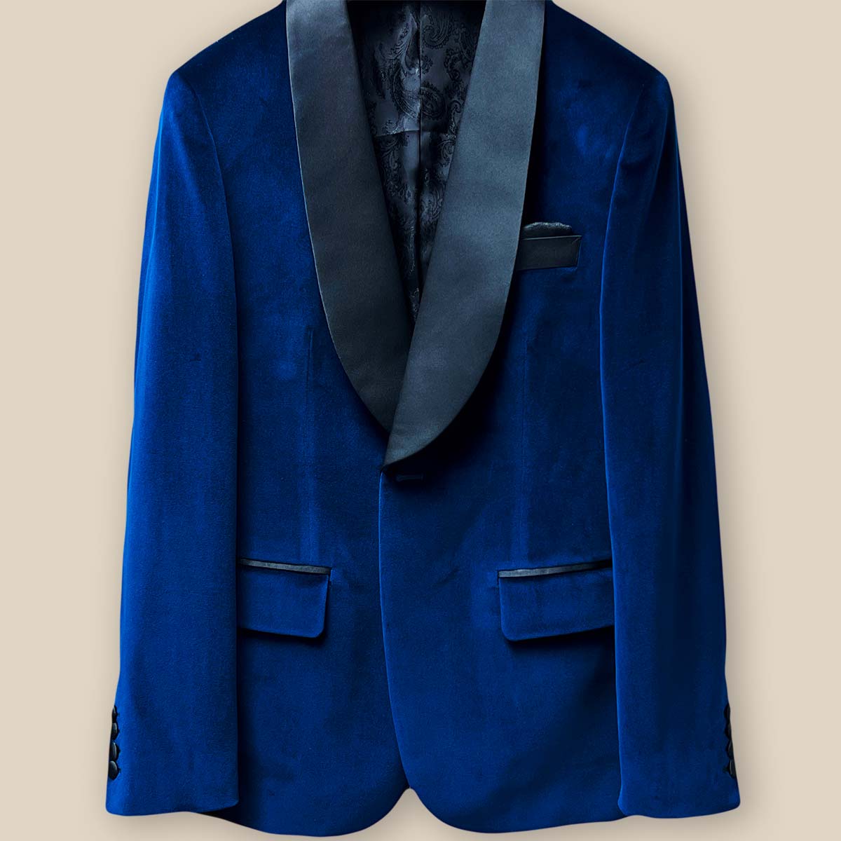 Mens Vested Geometric Leaf Pattern Tuxedo in Royal Blue main image 1