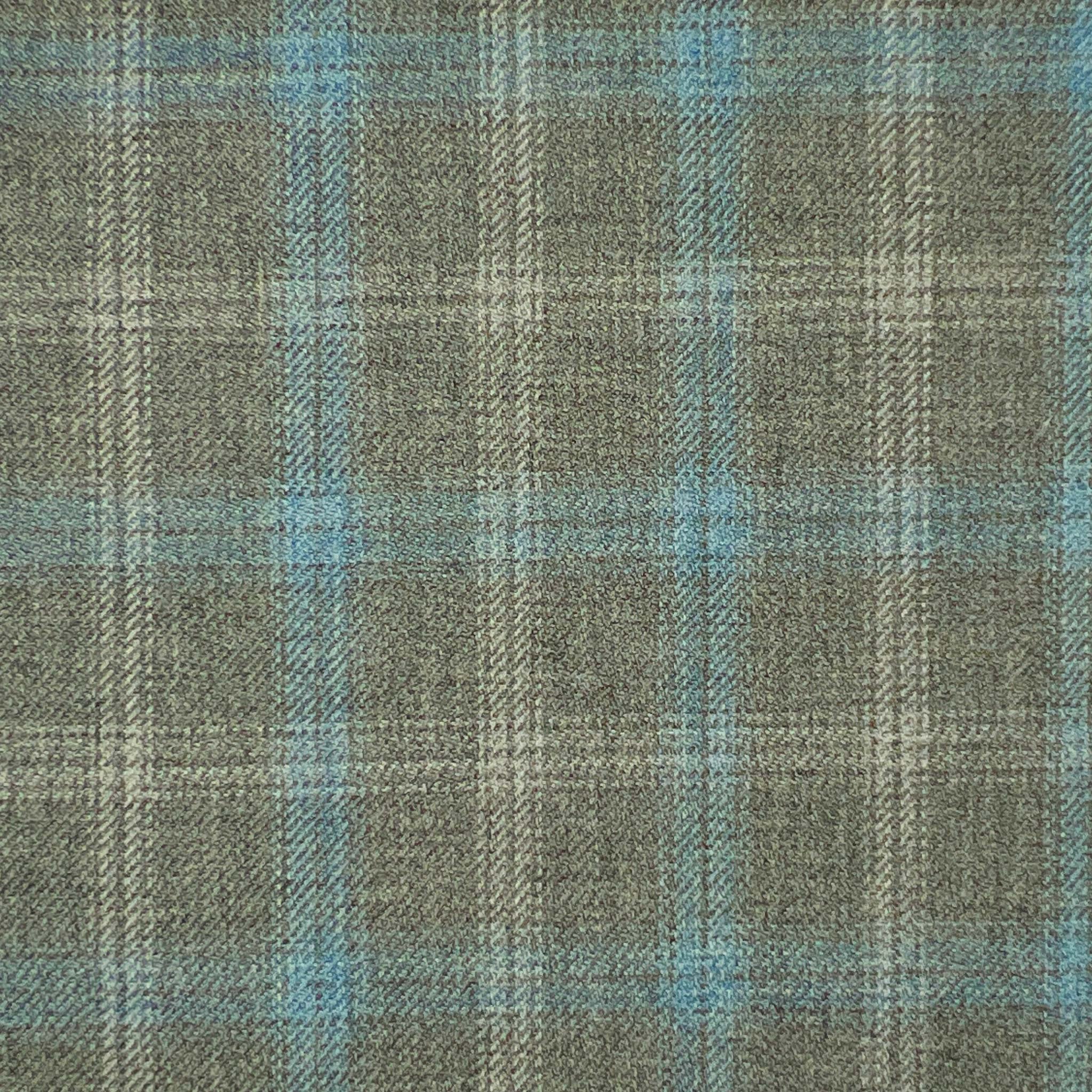 Westwood Hart Online Custom Hand Tailor Suits Sportcoats Trousers Waistcoats Overcoats Heather Grey Sky Blue White Grid Check