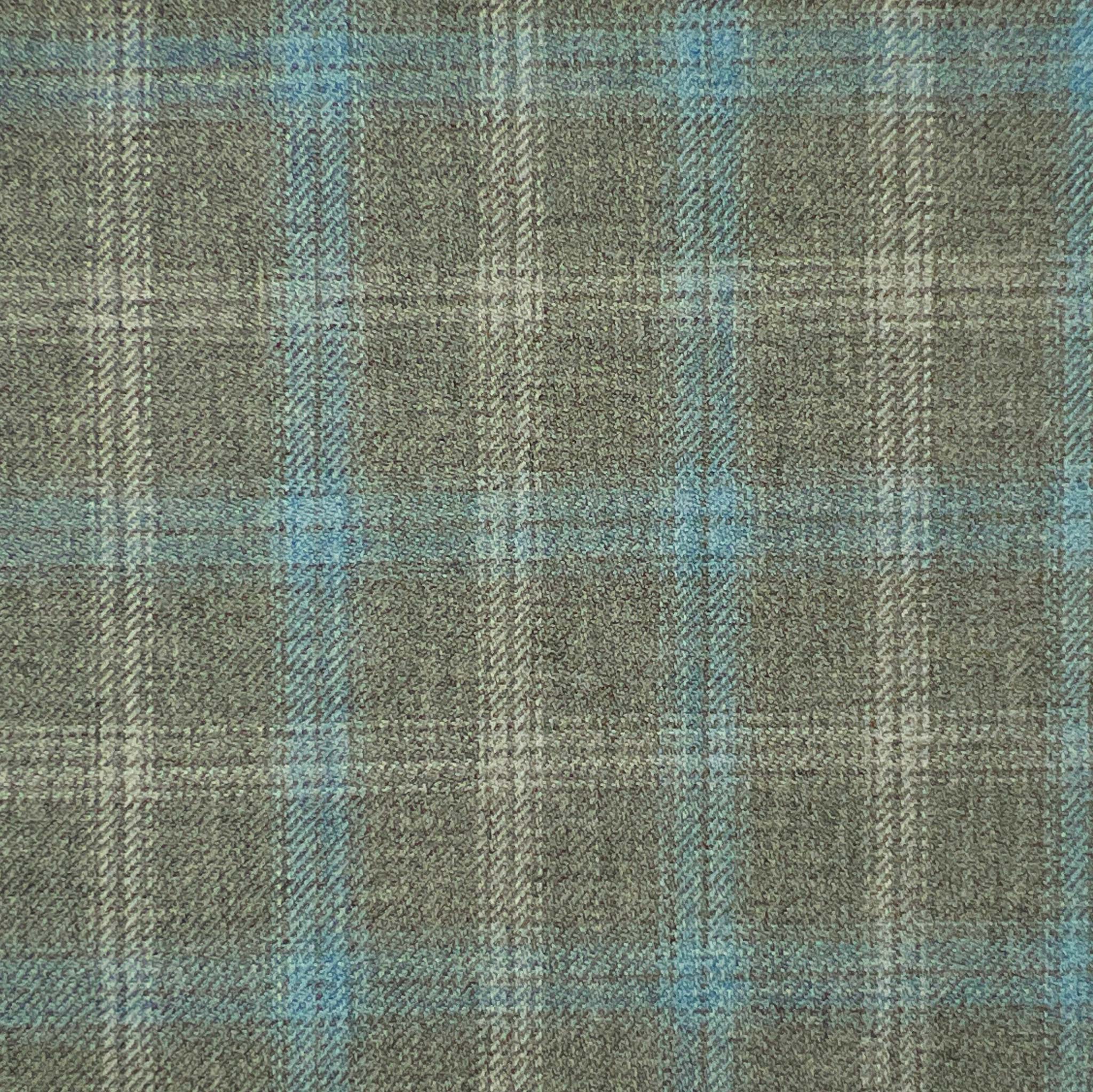 Westwood Hart Online Custom Hand Tailor Suits Sportcoats Trousers Waistcoats Overcoats Heather Grey Sky Blue White Grid Check