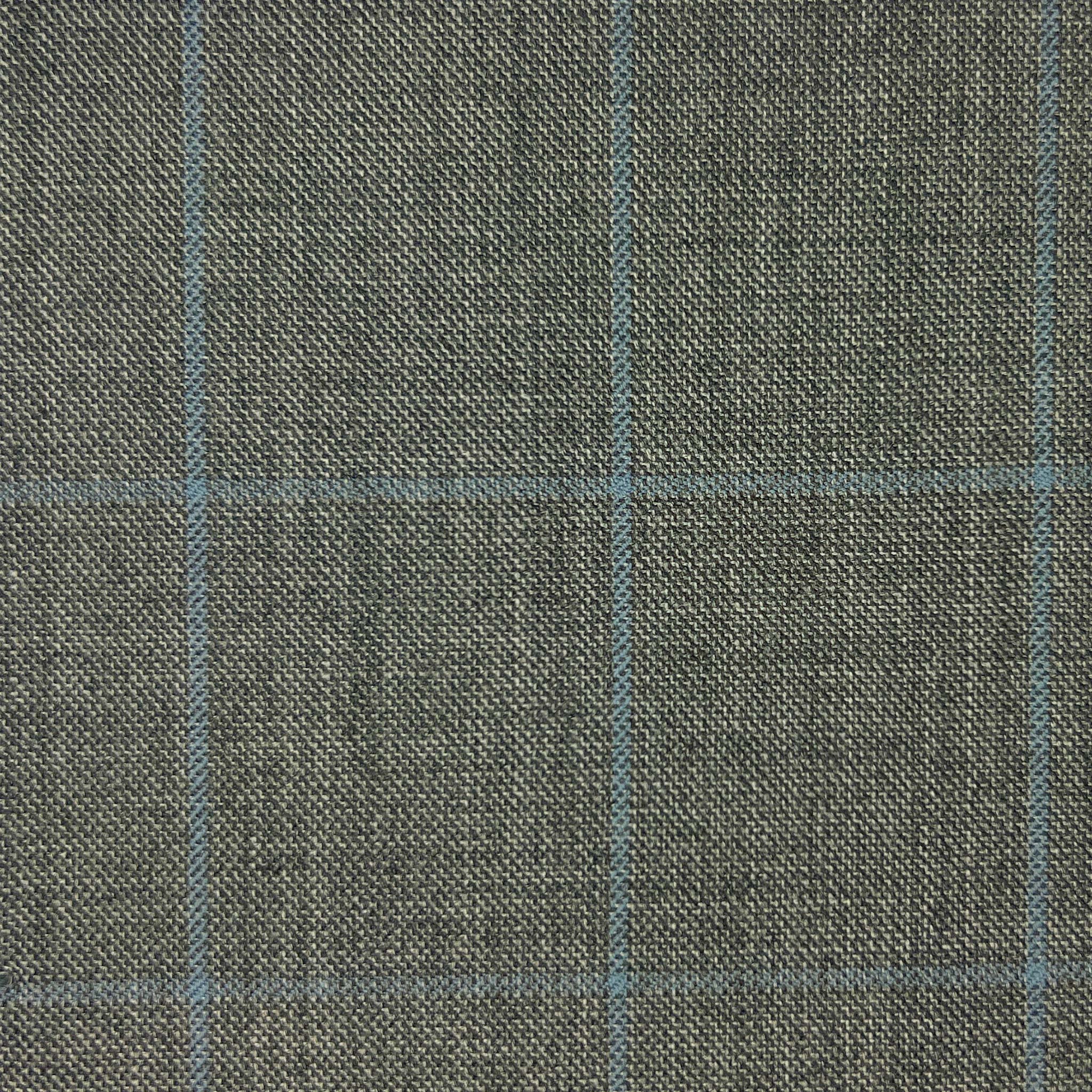 Westwood Hart Online Custom Hand Tailor Suits Sportcoats Trousers Waistcoats Overcoats Steel Grey Blue Windowpane