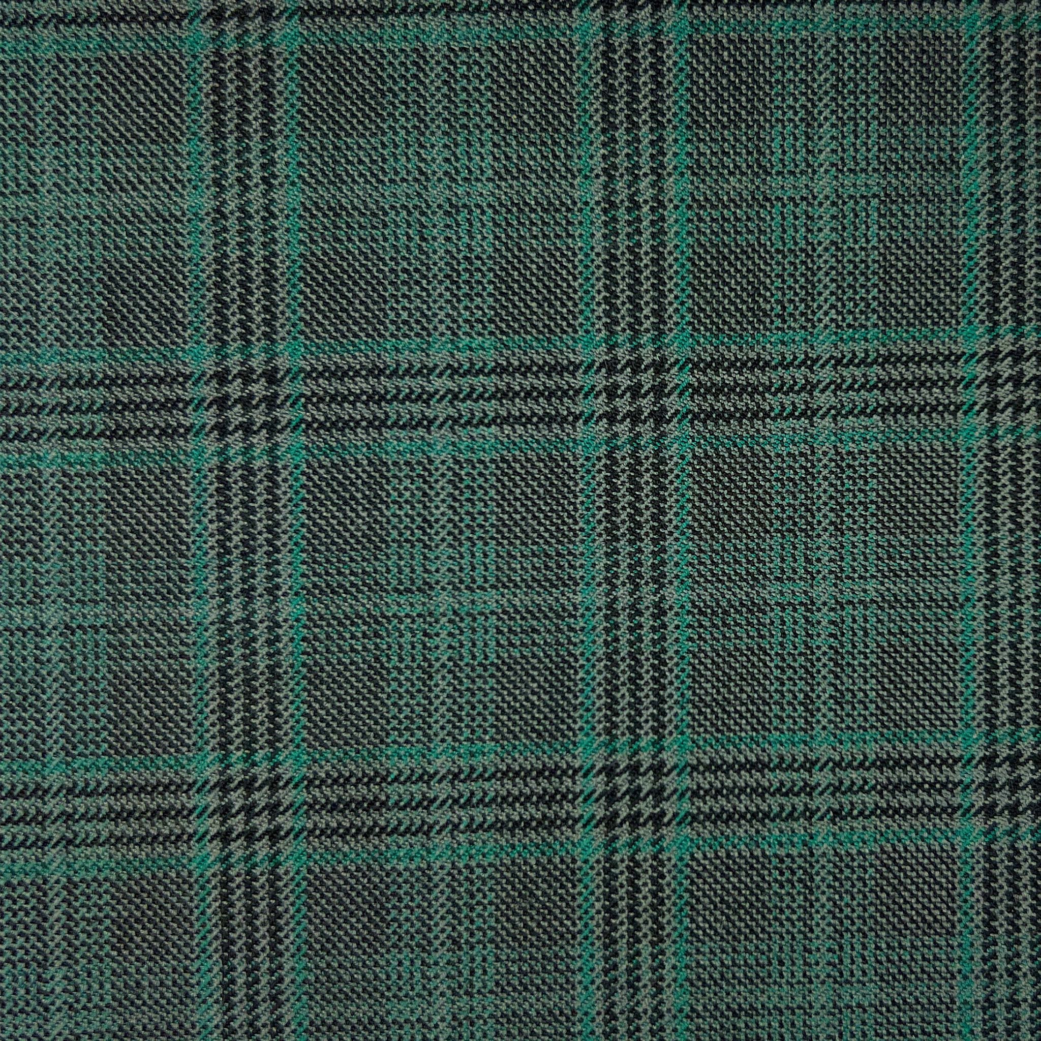 Westwood Hart Online Custom Hand Tailor Suits Sportcoats Trousers Waistcoats Overcoats Dark Hunter Green Plaid Black Windowpane