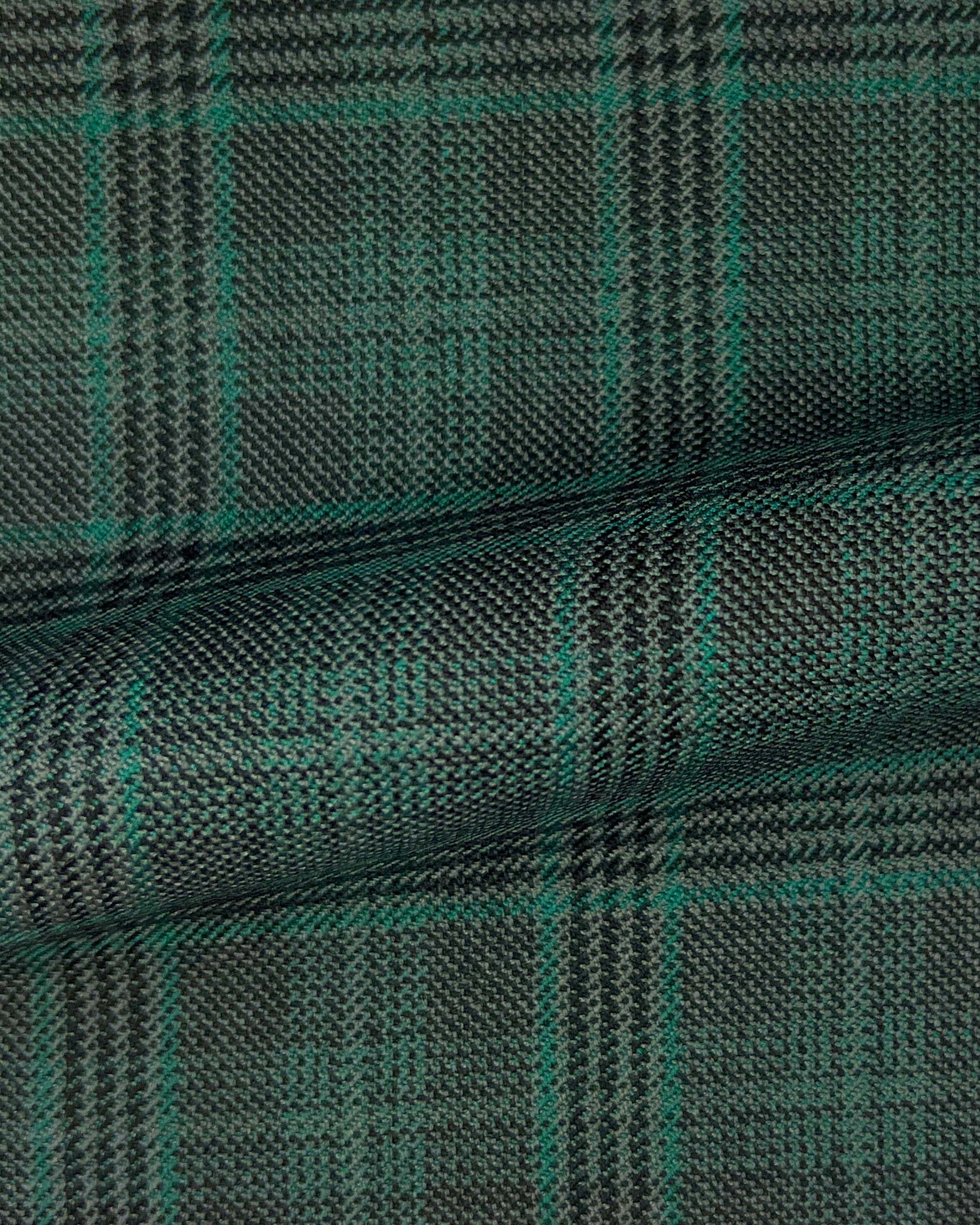 Westwood Hart Online Custom Hand Tailor Suits Sportcoats Trousers Waistcoats Overcoats Dark Hunter Green Plaid Black Windowpane