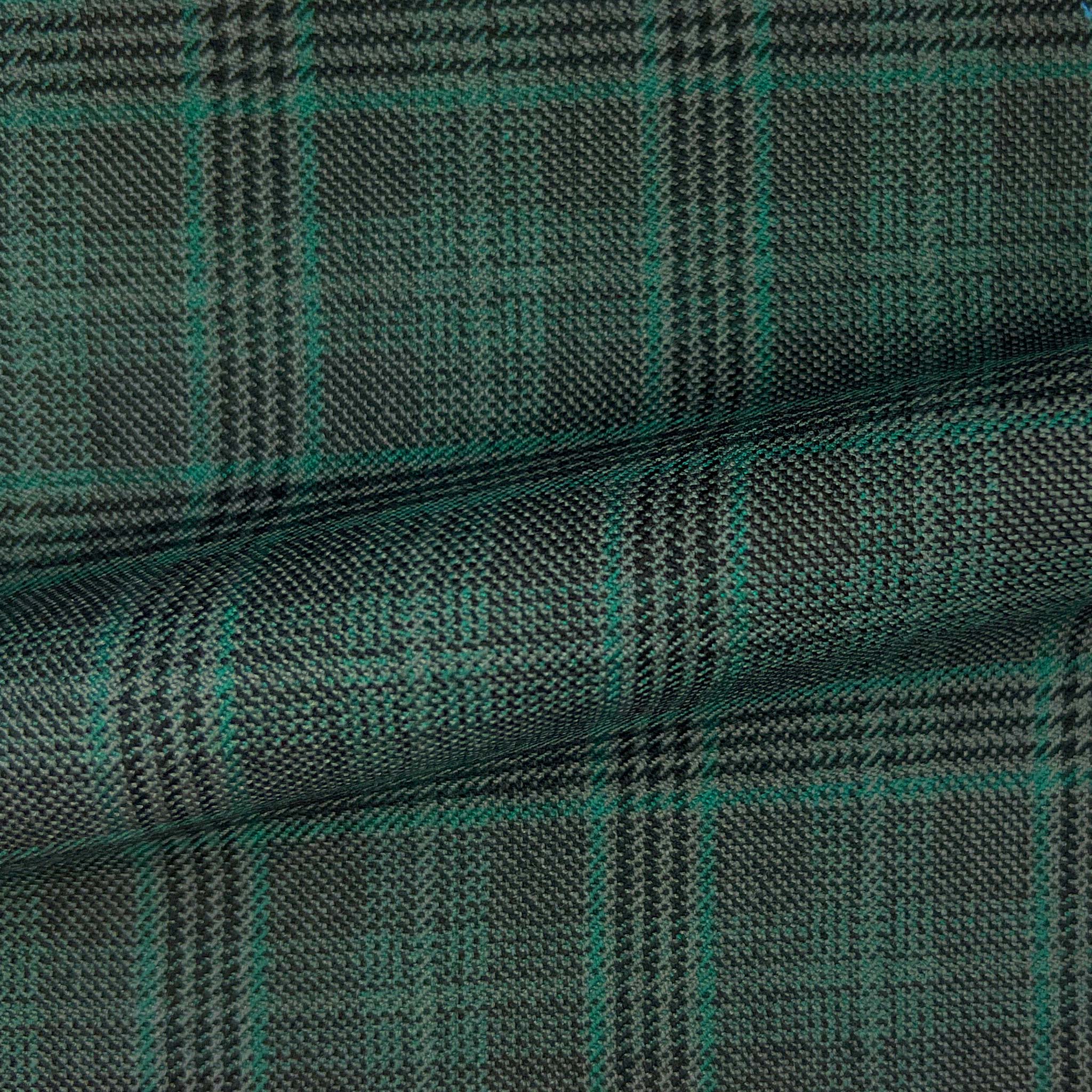 Westwood Hart Online Custom Hand Tailor Suits Sportcoats Trousers Waistcoats Overcoats Dark Hunter Green Plaid Black Windowpane