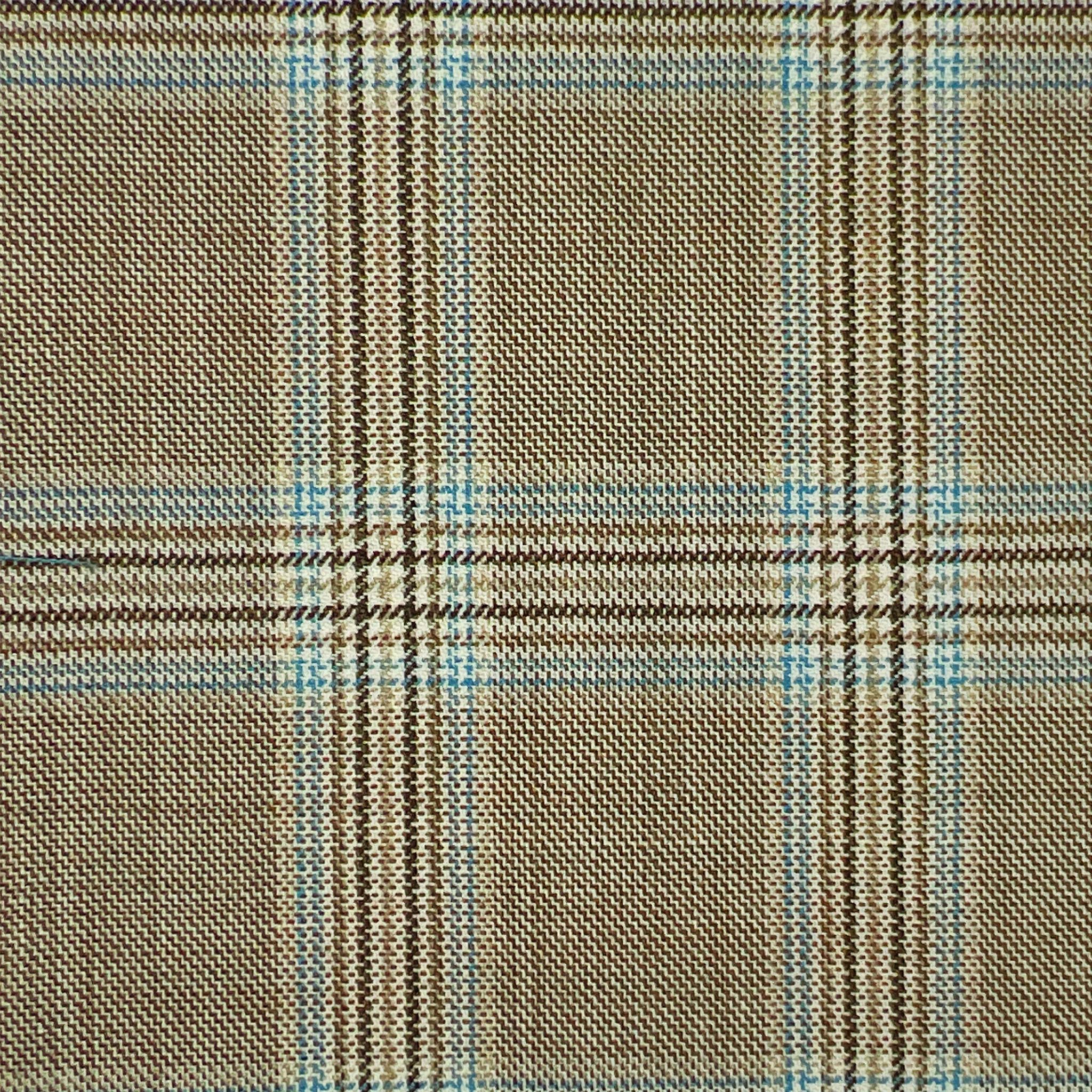 Westwood Hart Online Custom Hand Tailor Suits Sportcoats Trousers Waistcoats Overcoats Light Brown Prince Of Wales Plaid Sky Blue Windowpane