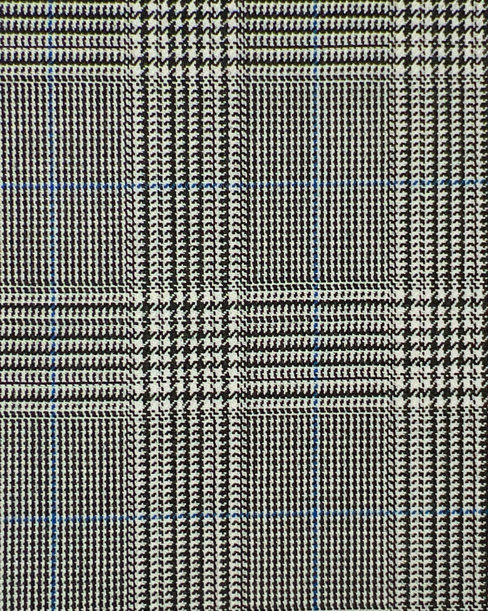 Westwood Hart Online Custom Hand Tailor Suits Sportcoats Trousers Waistcoats Overcoats Steel Grey Black White Prince Of Wales Plaid Medium Blue Windowpane