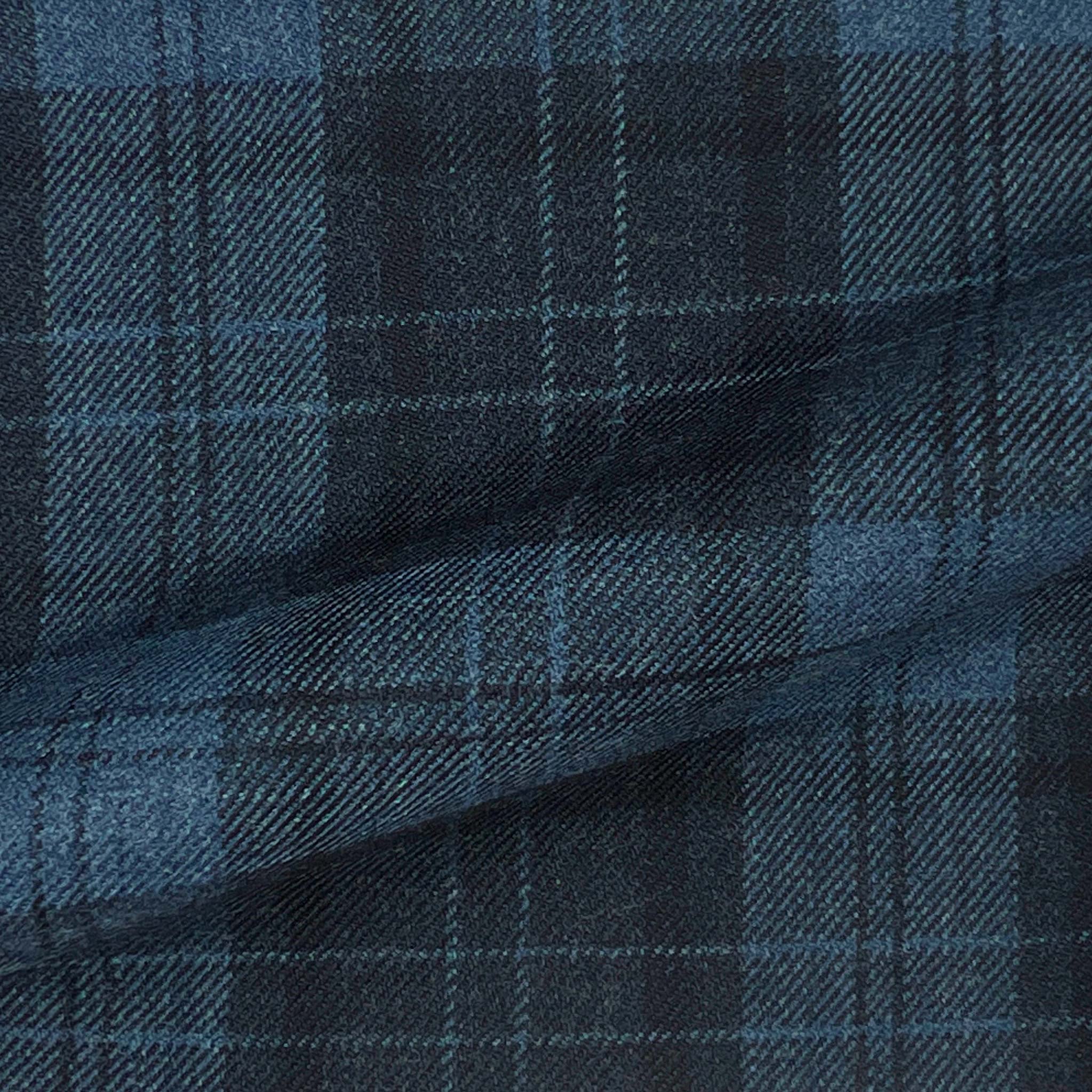 Westwood Hart Online Custom Hand Tailor Suits Sportcoats Trousers Waistcoats Overcoats Steel Blue Prince Of Wales Plaid Black Windowpane