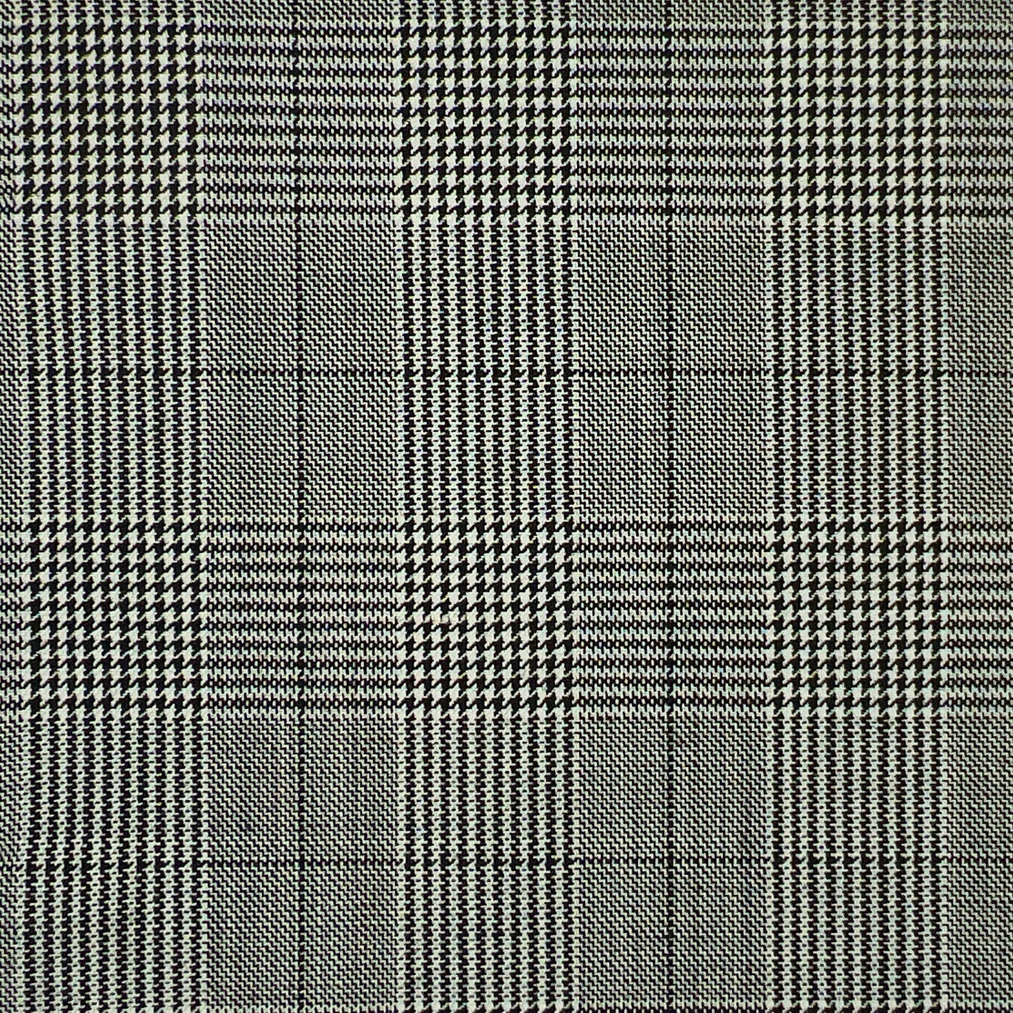 Prince Of Wales Plaid Black Windowpane Wool Menswear Suit