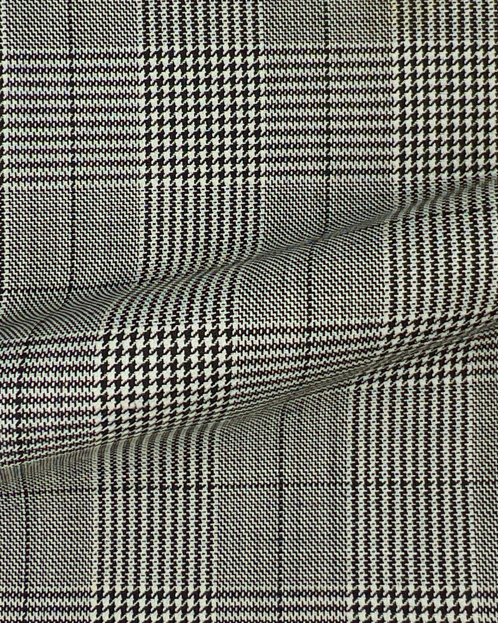 Prince Of Wales Plaid Black Windowpane Wool Menswear Suit