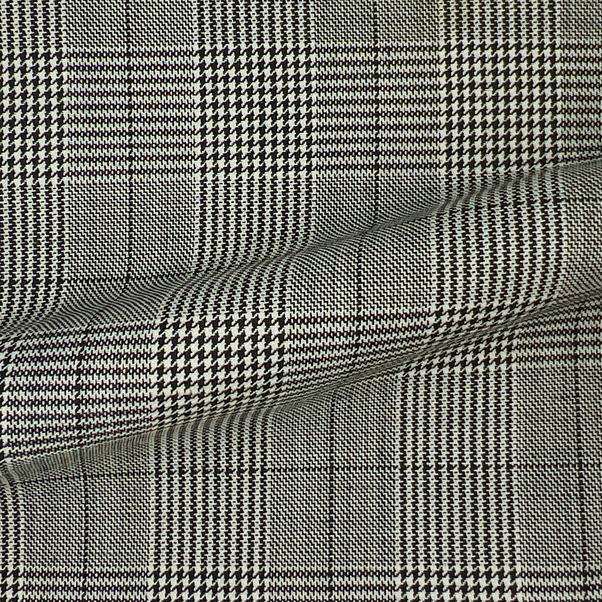 Prince Of Wales Plaid Black Windowpane Wool Menswear Suit