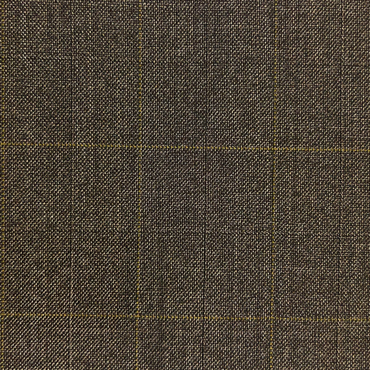 Westwood Hart custom tailored men's bamboo suit in medium brown with light brown windowpane design.