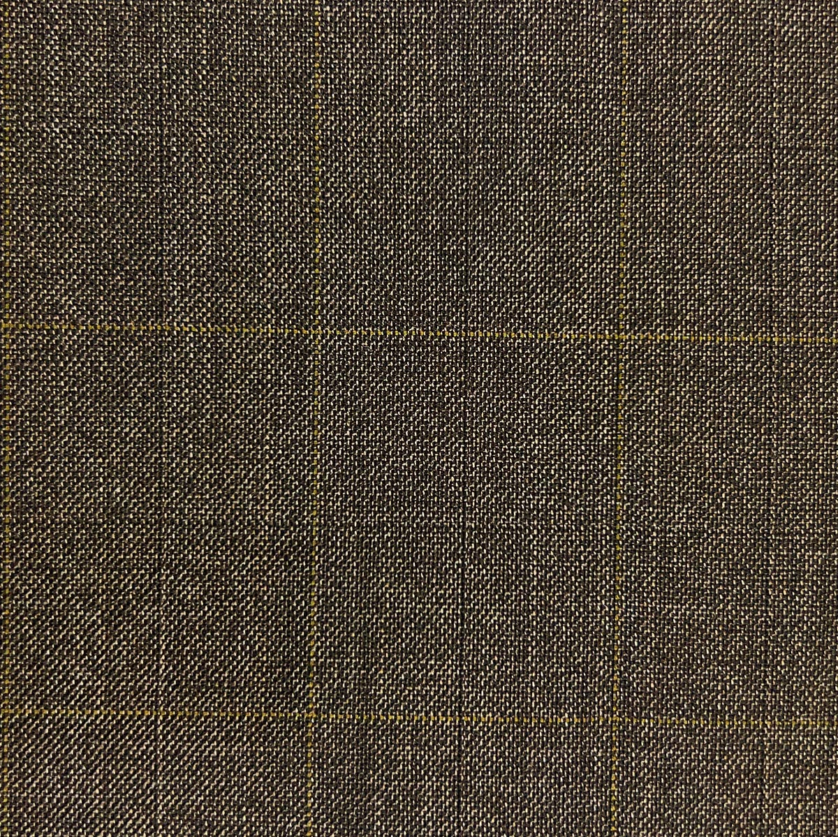 Westwood Hart custom tailored men's bamboo suit in medium brown with light brown windowpane design.