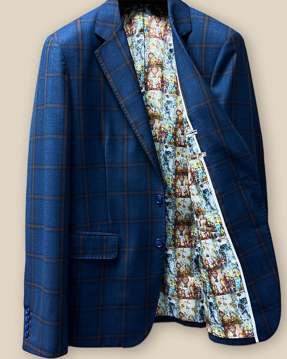 View of the inside left panel of the jacket, highlighting the Wizard of Oz flash lining.