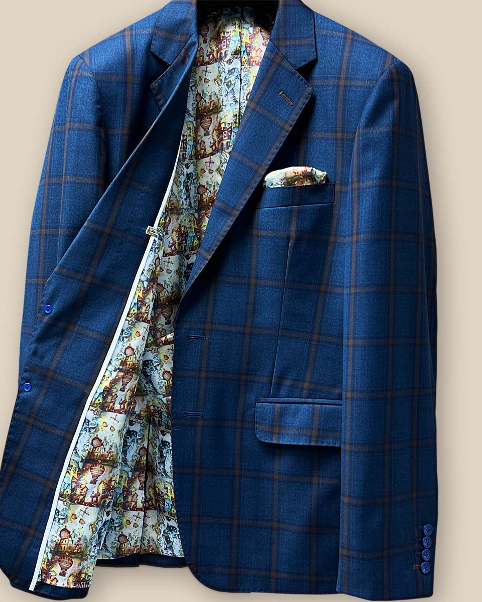 Inside right view of the sportcoat, emphasizing the detailed Wizard of Oz flash lining.