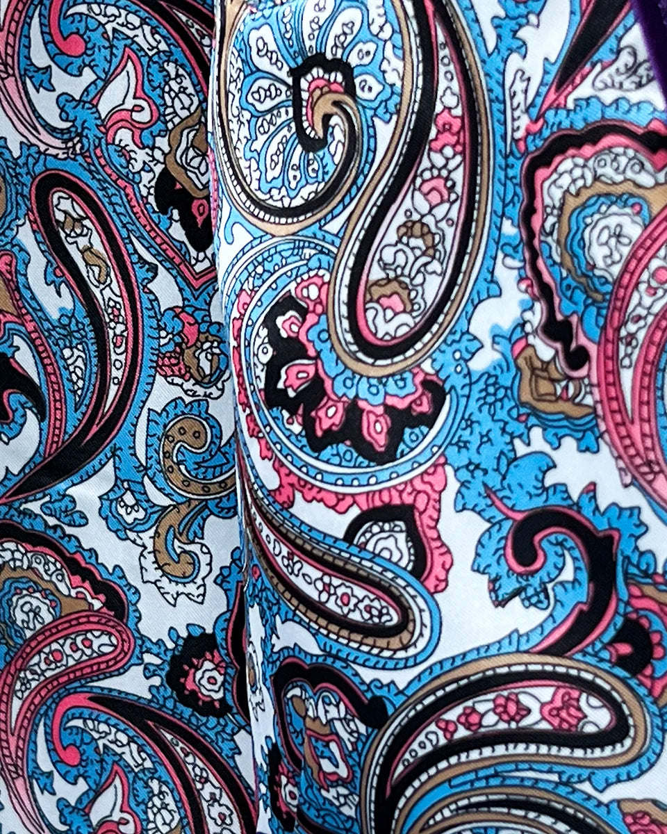Image showing the flash linings of the suit in the vibrant multi-color fancy paisley pattern.