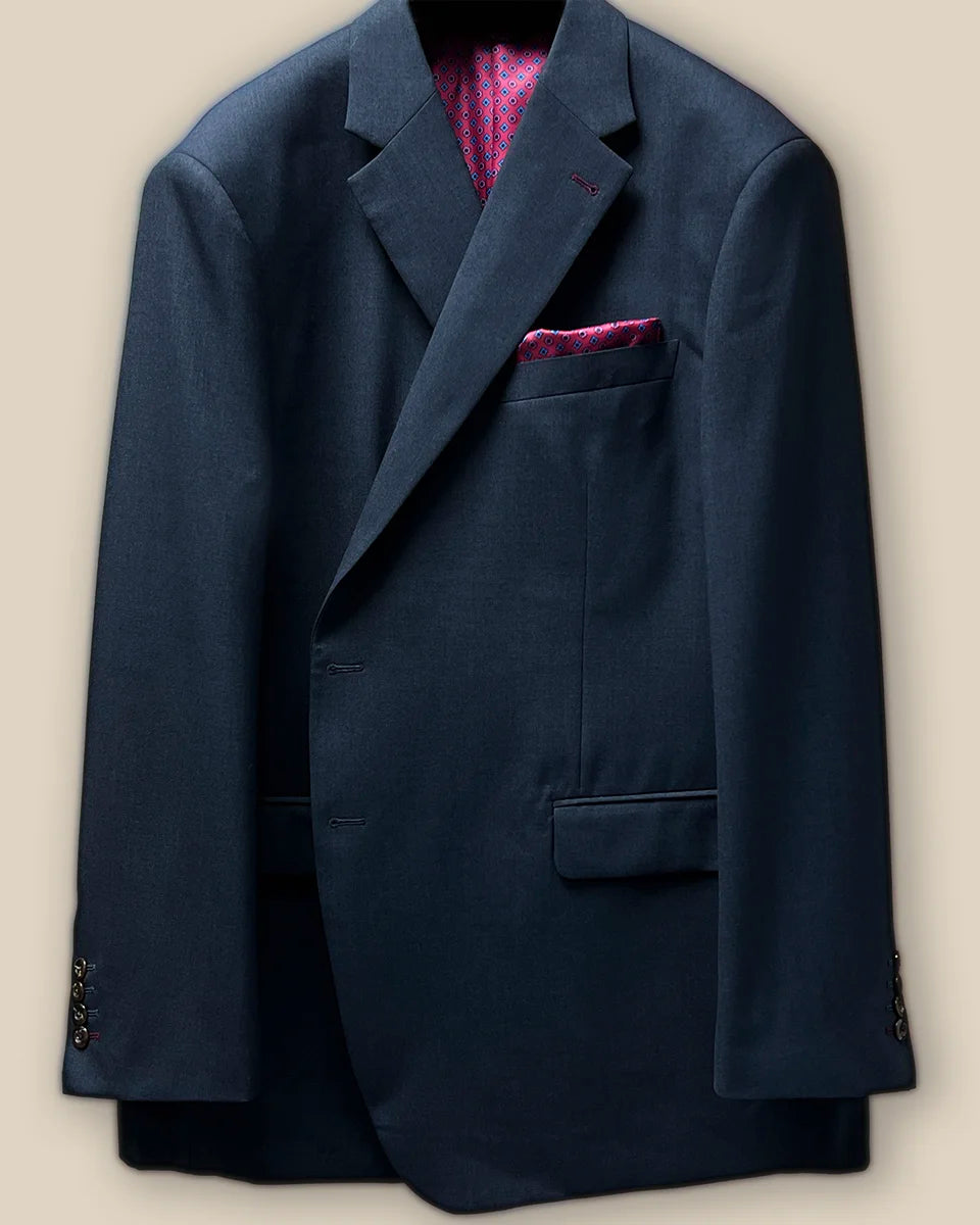 Buttonhole panel on a grey basket weave jacket