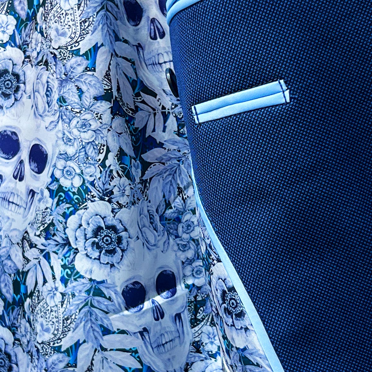 navy suit blue inside closeup