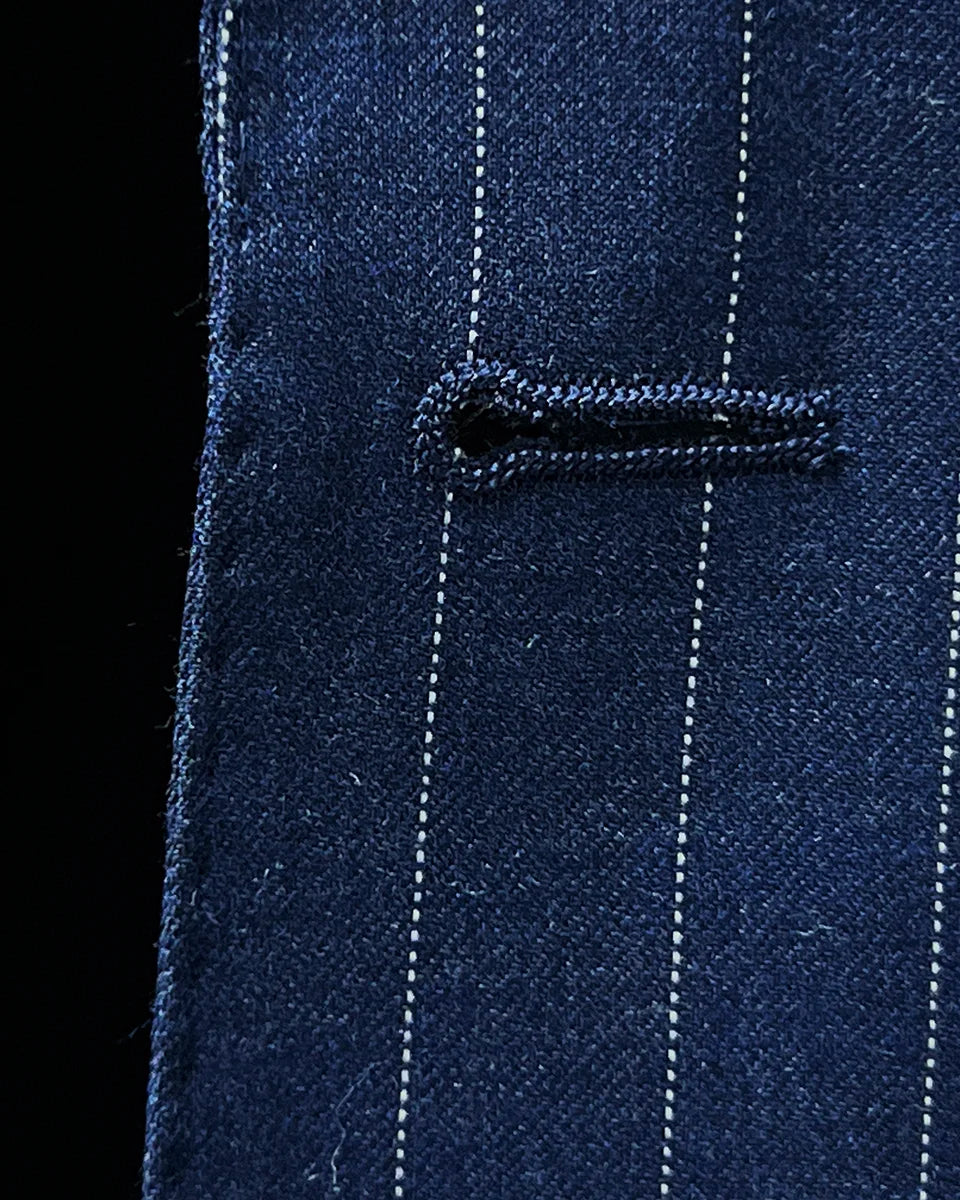 Macro shot of buttonhole stitching, demonstrating the quality of tailoring