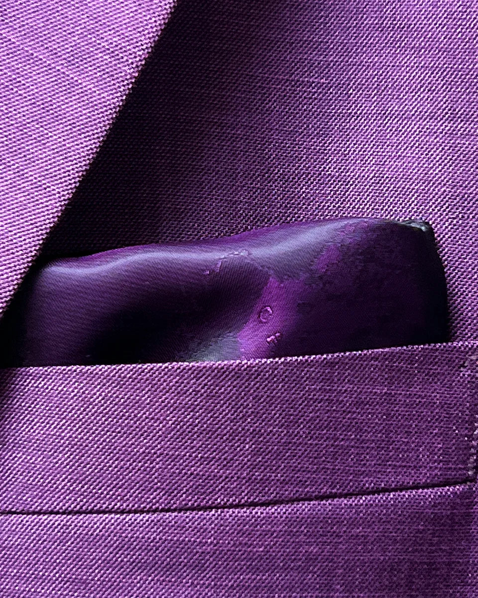 Custom sport coat chest pocket featuring built-in pocket square detail or pocket square styling demonstration