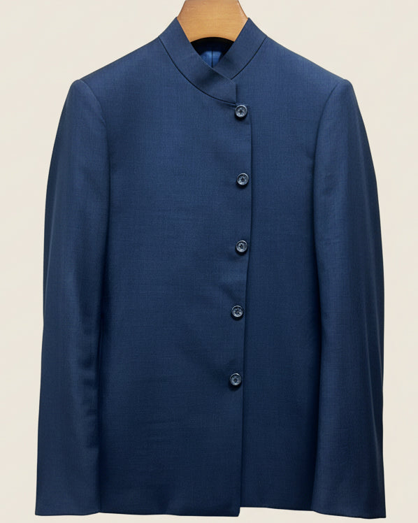 Blue jacket on a beige background