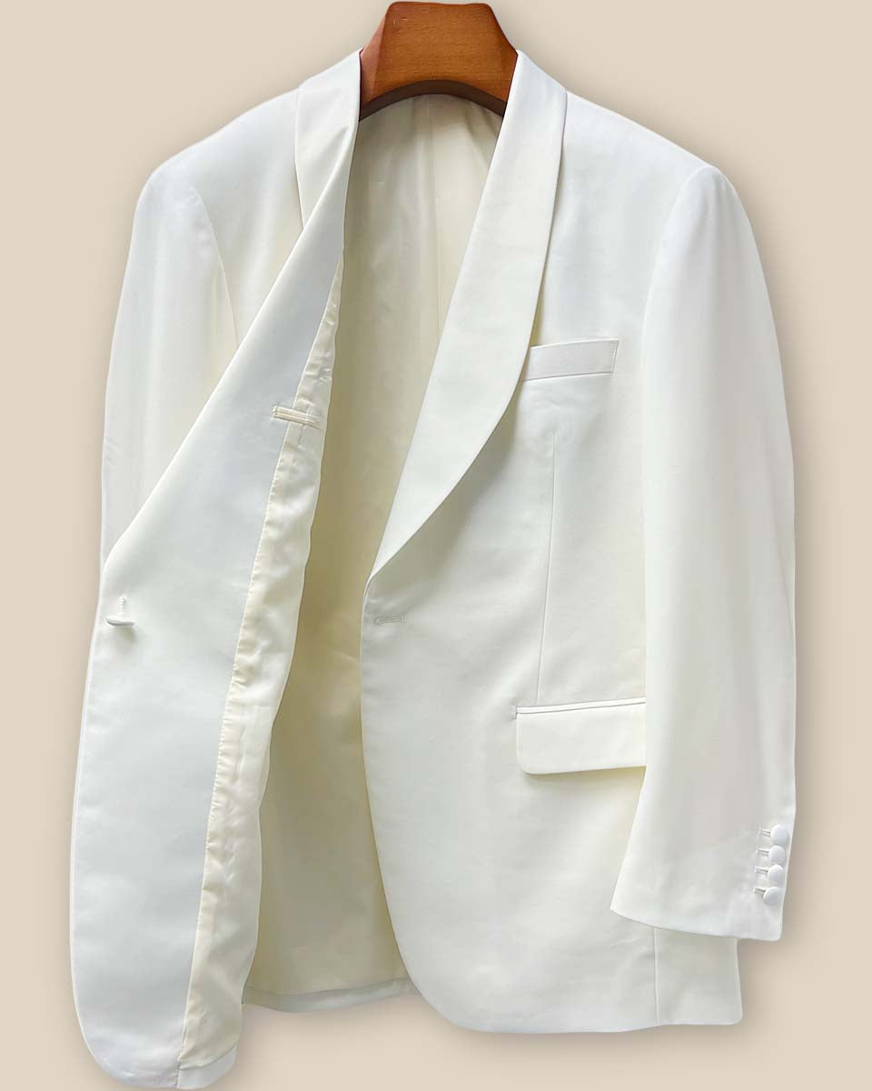 Interior right side view of the Westwood Hart dinner jacket showing the manufacturer's label and detailed tailoring of the inner pockets