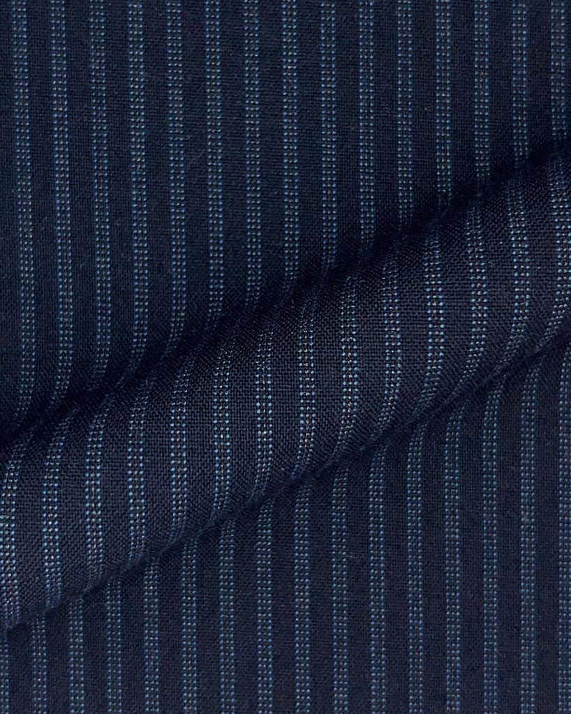 Westwood Hart Online Custom Hand Tailor Suits Sportcoats Trousers Waistcoats Overcoats Navy W/ Blue Stripes