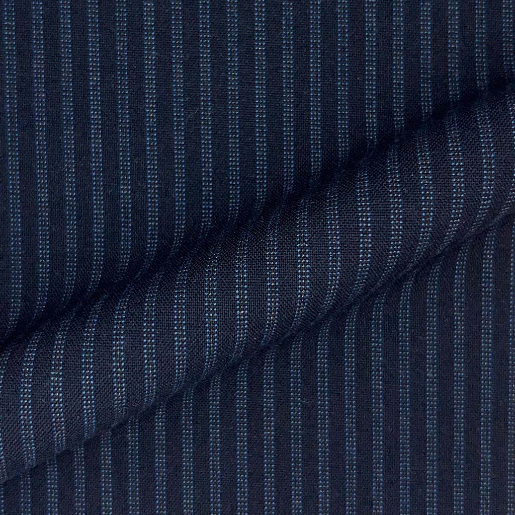Westwood Hart Online Custom Hand Tailor Suits Sportcoats Trousers Waistcoats Overcoats Navy W/ Blue Stripes