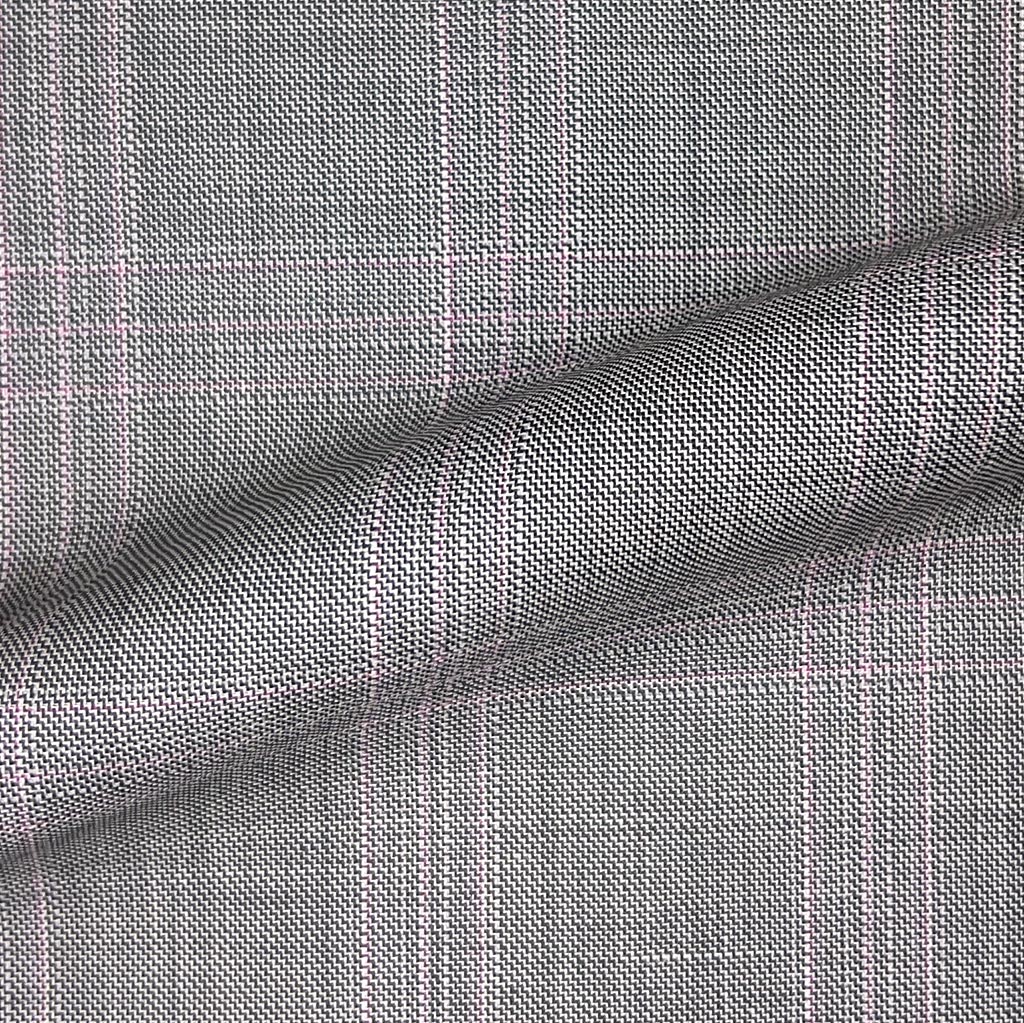 Westwood Hart Online Custom Hand Tailor Suits Sportcoats Trousers Waistcoats Overcoats Steel Grey With Pink Windowpane