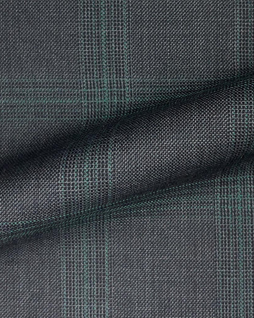 Westwood Hart Online Custom Hand Tailor Suits Sportcoats Trousers Waistcoats Overcoats Dark Grey With Forest Green Windowpane