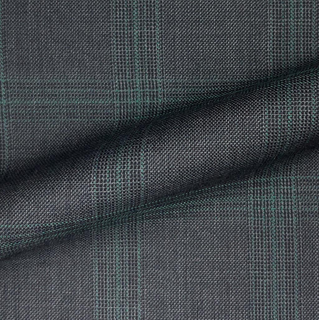 Westwood Hart Online Custom Hand Tailor Suits Sportcoats Trousers Waistcoats Overcoats Dark Grey With Forest Green Windowpane