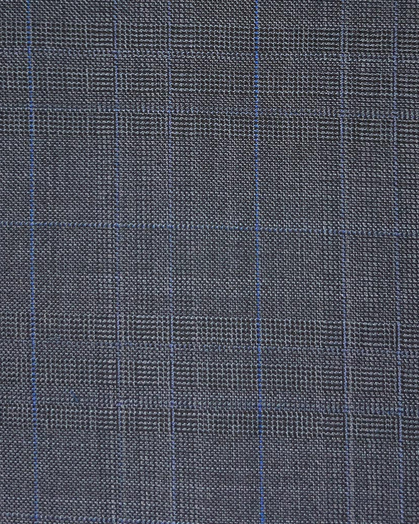 Westwood Hart Online Custom Hand Tailor Suits Sportcoats Trousers Waistcoats Overcoats Dark Grey With Blue Windowpane