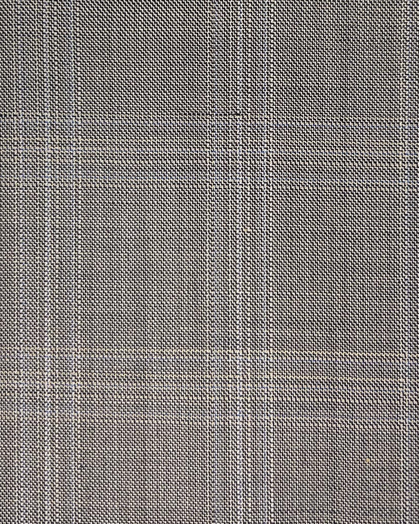Westwood Hart Online Custom Hand Tailor Suits Sportcoats Trousers Waistcoats Overcoats Warm Stone Brown With Fine Blue Windowpane