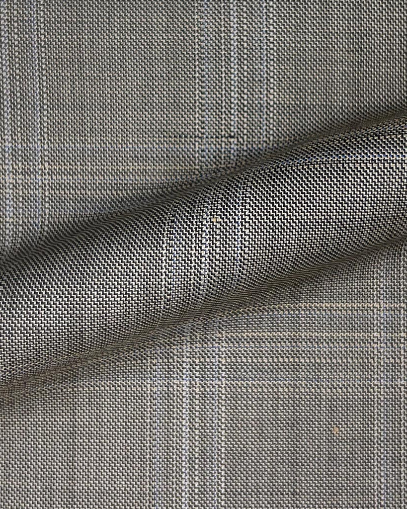 Westwood Hart Online Custom Hand Tailor Suits Sportcoats Trousers Waistcoats Overcoats Warm Stone Brown With Fine Blue Windowpane