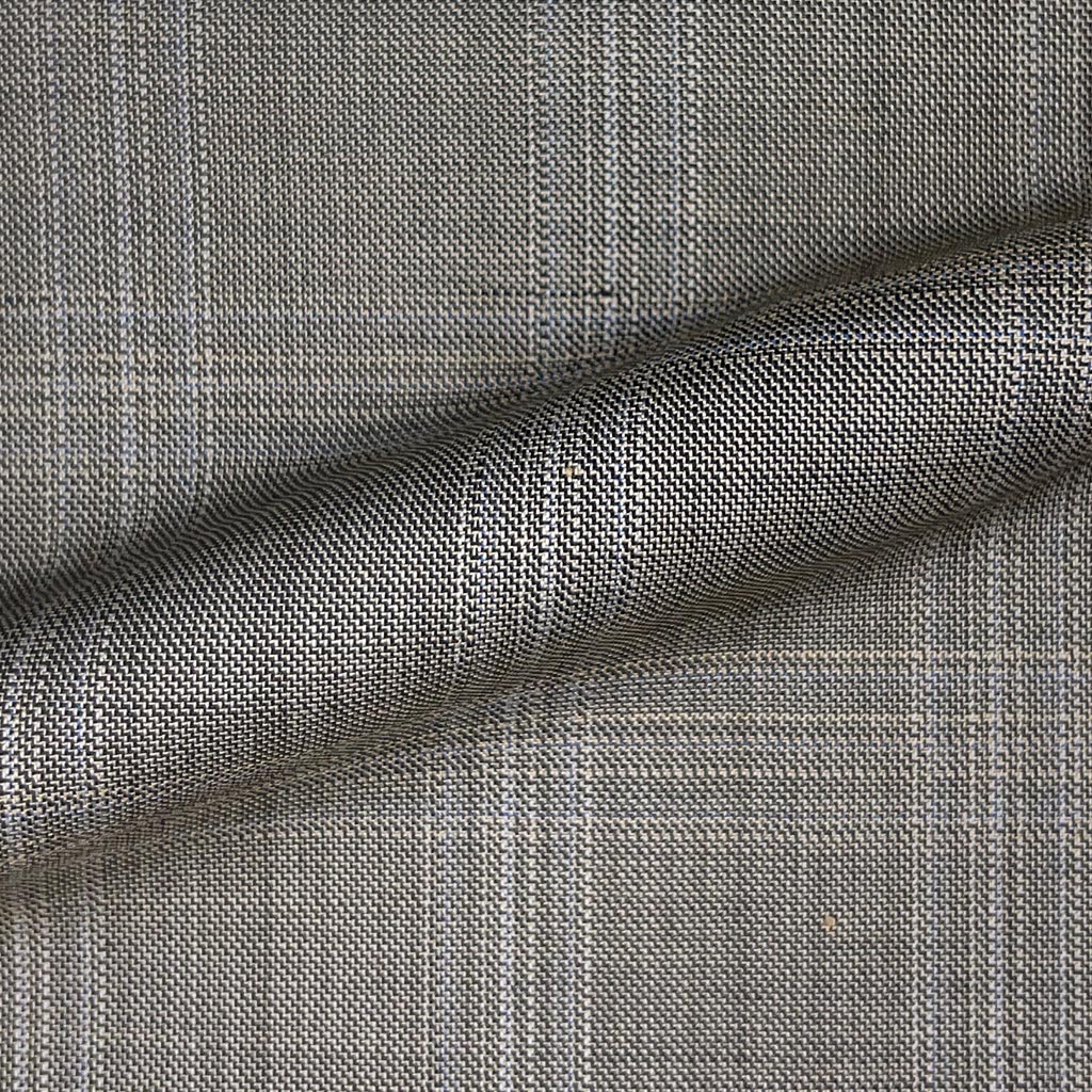 Westwood Hart Online Custom Hand Tailor Suits Sportcoats Trousers Waistcoats Overcoats Warm Stone Brown With Fine Blue Windowpane