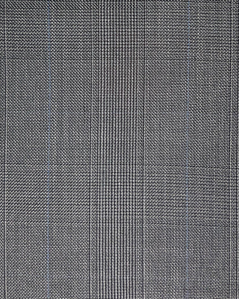 Westwood Hart Online Custom Hand Tailor Suits Sportcoats Trousers Waistcoats Overcoats Grey Prince Of Wales Glen Plaid With Fine Blue Windowpane