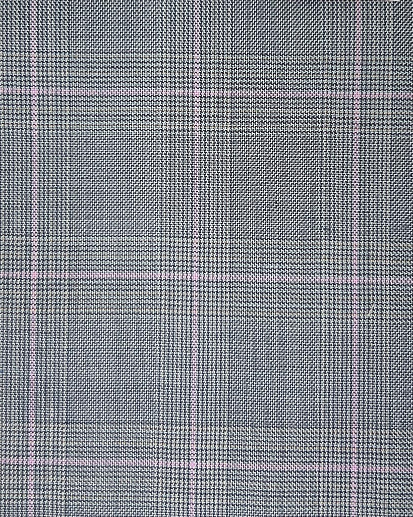 Westwood Hart Online Custom Hand Tailor Suits Sportcoats Trousers Waistcoats Overcoats Stone Grey With Pink Windowpane