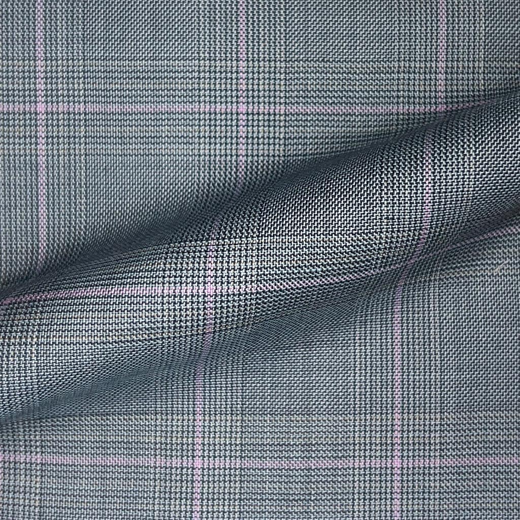 Westwood Hart Online Custom Hand Tailor Suits Sportcoats Trousers Waistcoats Overcoats Stone Grey With Pink Windowpane