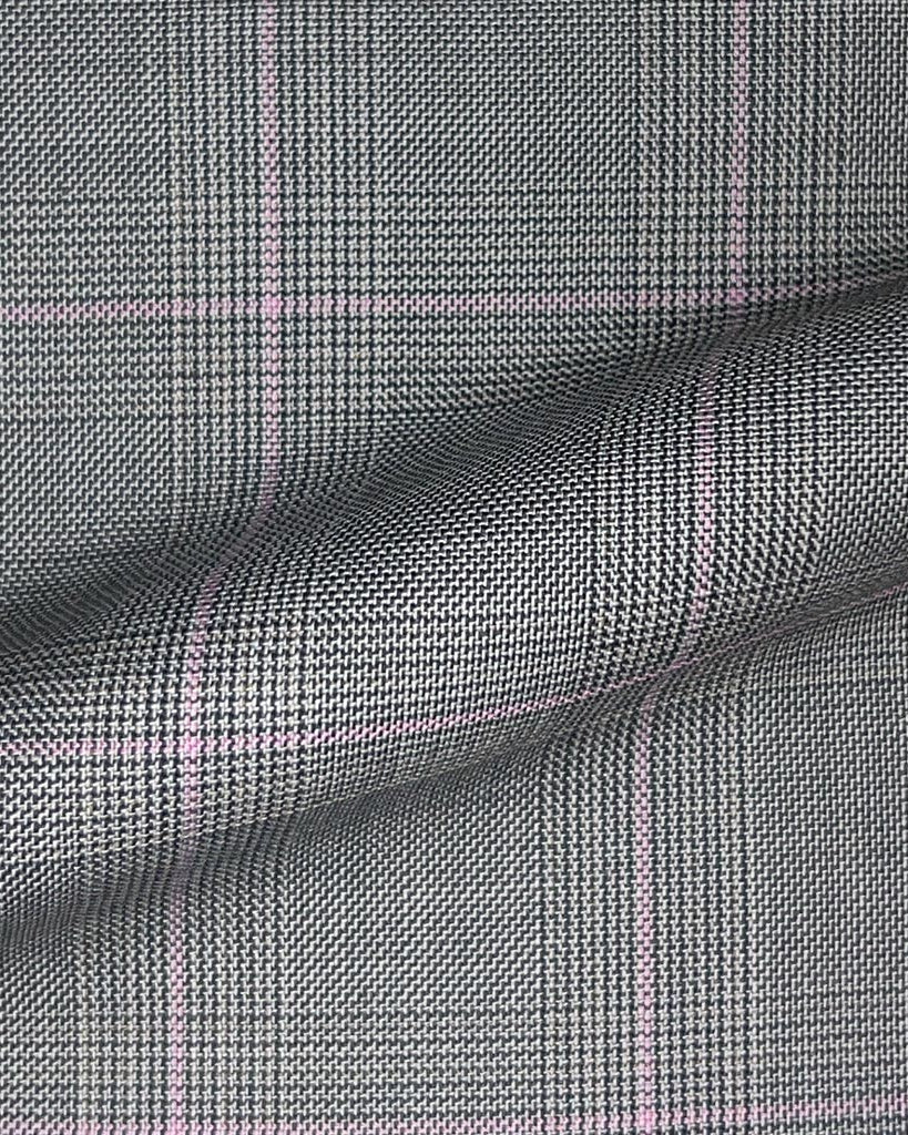 Westwood Hart Online Custom Hand Tailor Suits Sportcoats Trousers Waistcoats Overcoats Ash Grey With Pink Windowpane